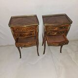 Pair of Louis XV style bedside tables in marquetry
