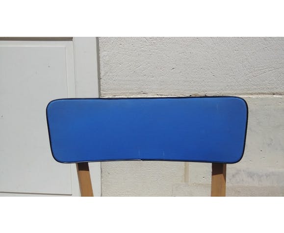 Pair of chairs in wood and blue coating