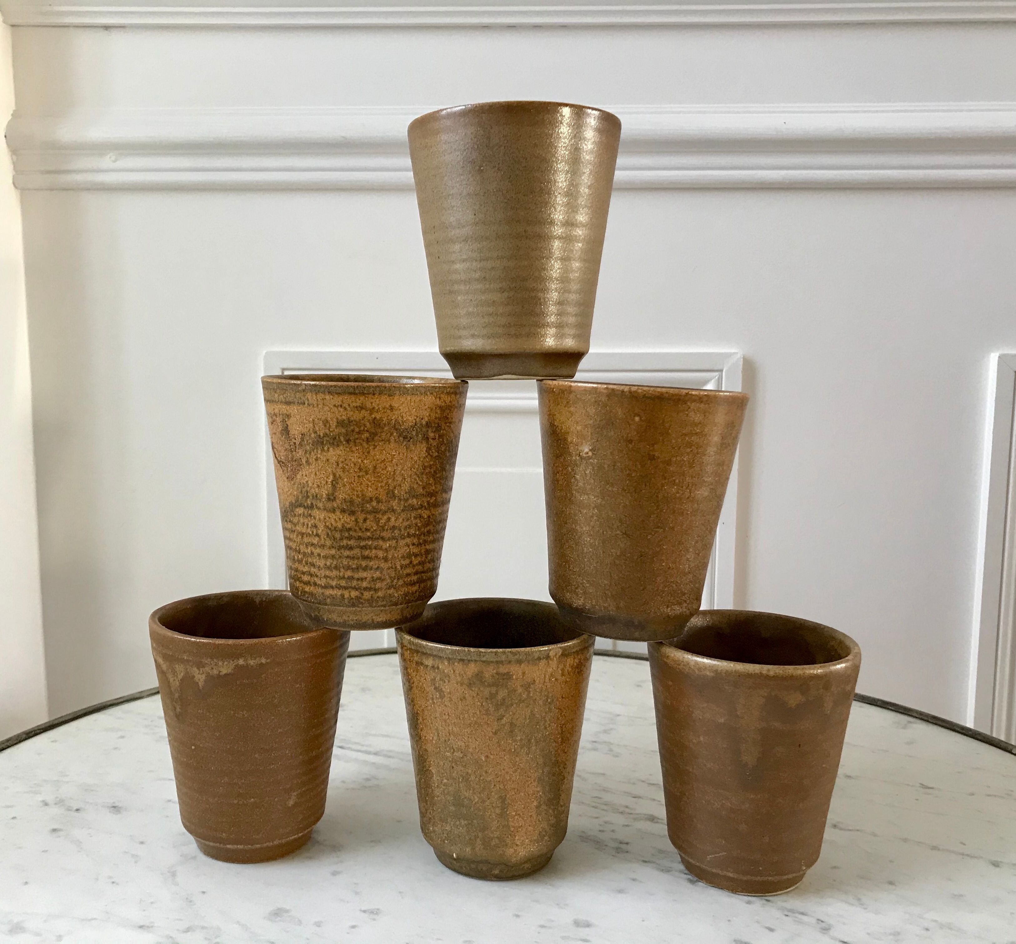 Set of 6 digoin Sarreguemines sandstone glasses