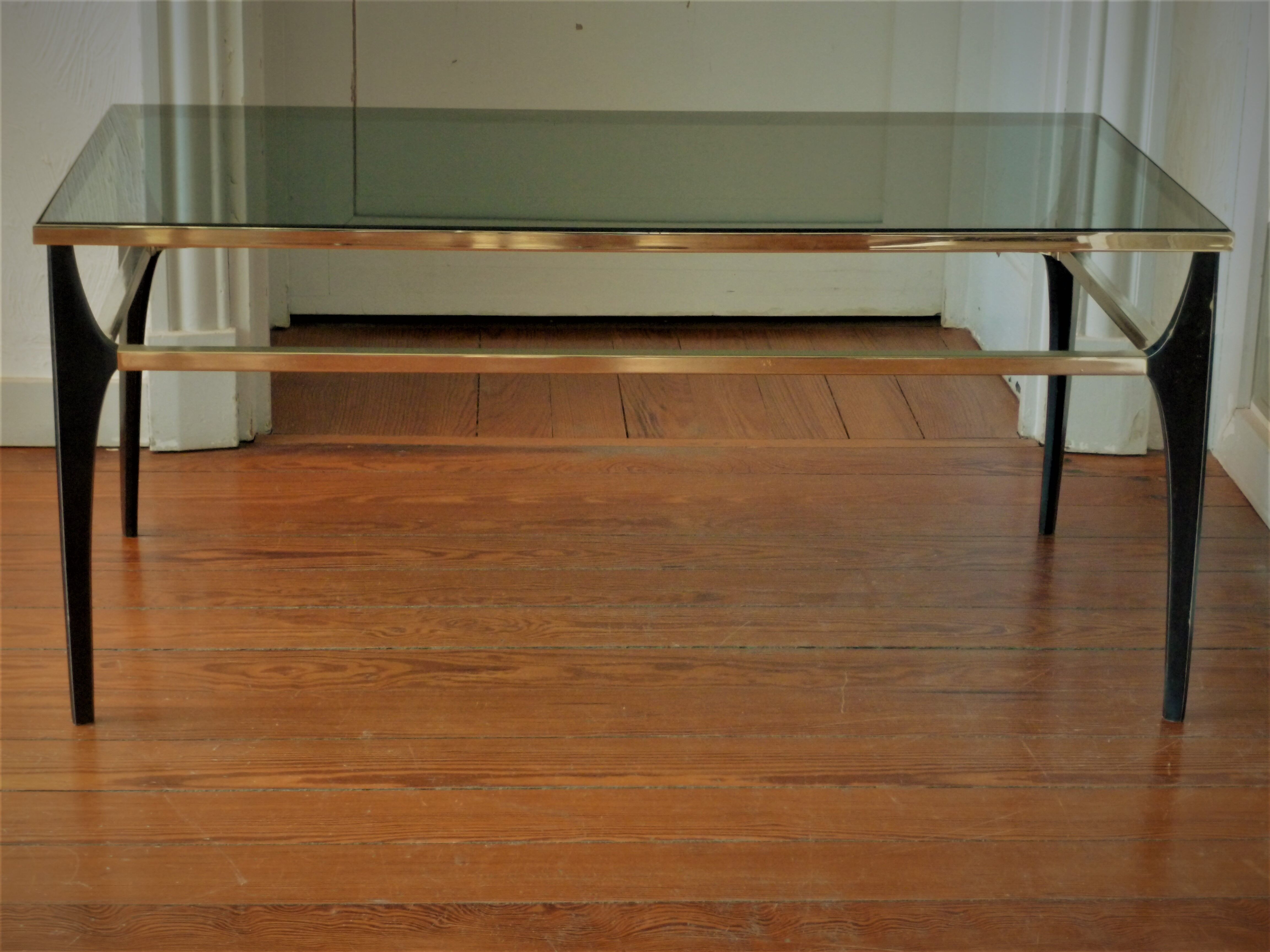 Metal coffee table, glass tray, 60s