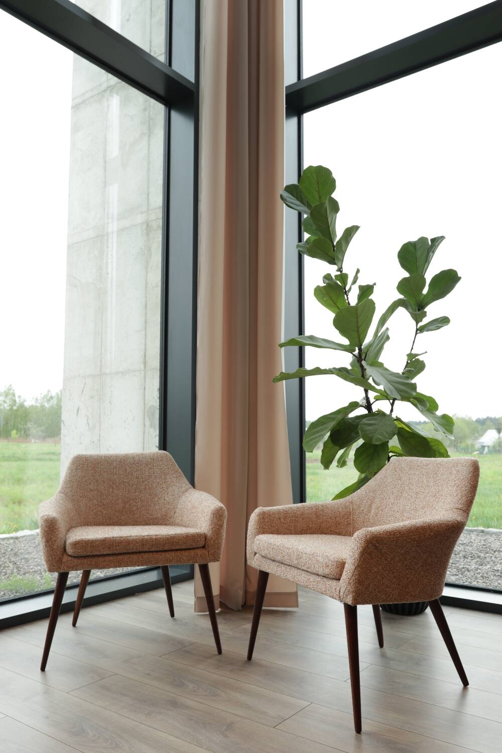 Pair of vintage orange polka dot armchairs from the 1960s
