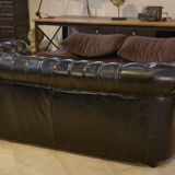 Chesterfield 3-seater sofa in black leather