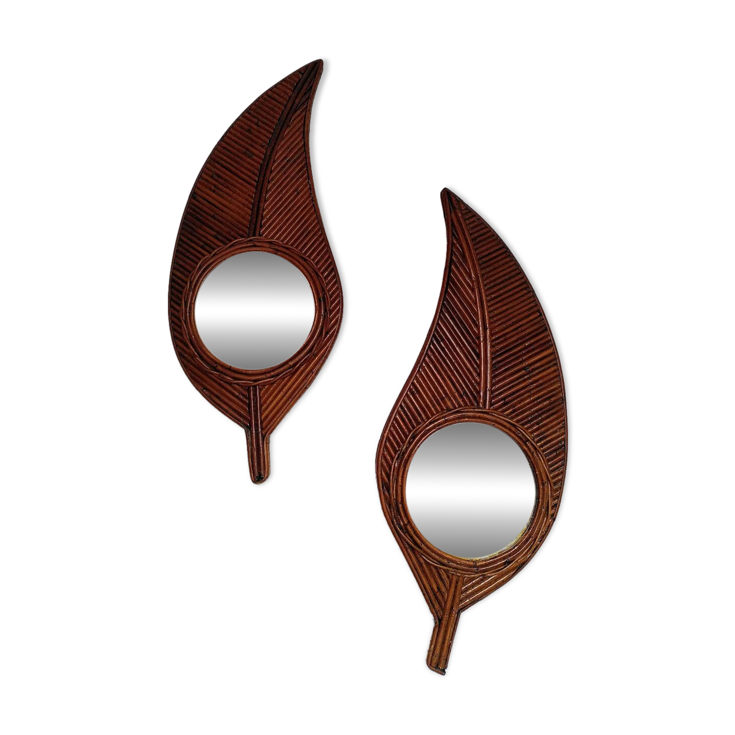 Paire de miroirs en rotin, 1960