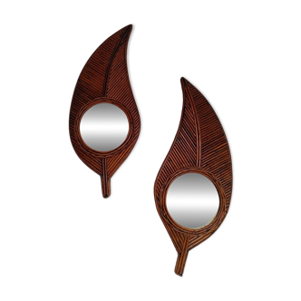 Paire de miroirs en rotin, 1960