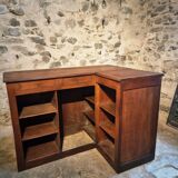 Antique French oak counter / shop counter (early 1900s)