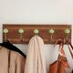 Wall-mounted coat rack with 5 hooks in sage green, stained wood and patinated metal – 50cm