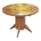 1950s round oak table, 2 heights, central quadripod leg