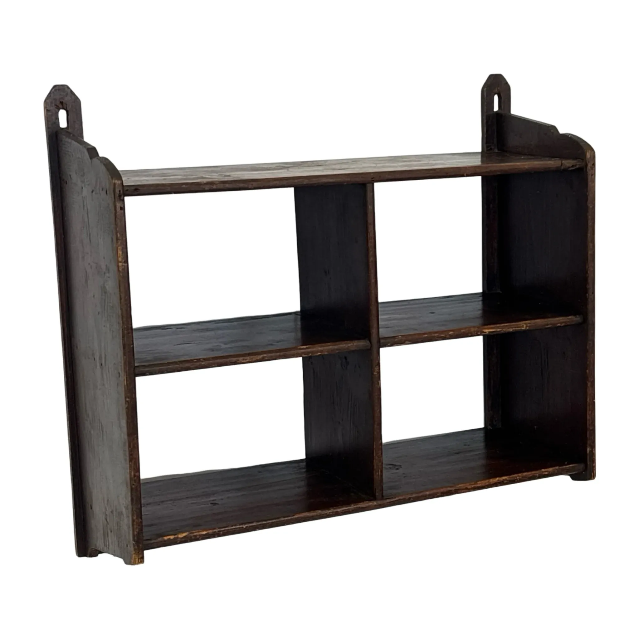 Vintage wooden wall shelve rack in oak brutalist minimalist design