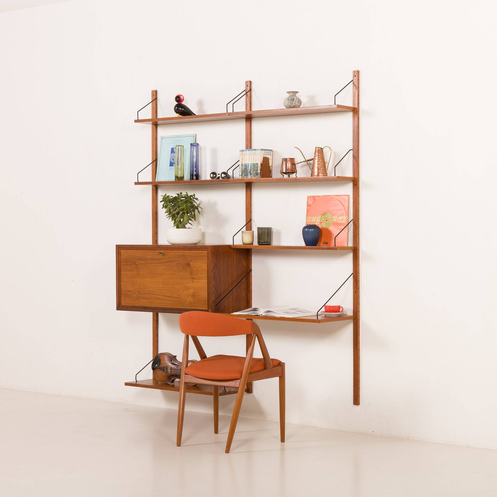 Poul Cadovius wall unit with a bureau and a desk shelf for Cado, 1960s