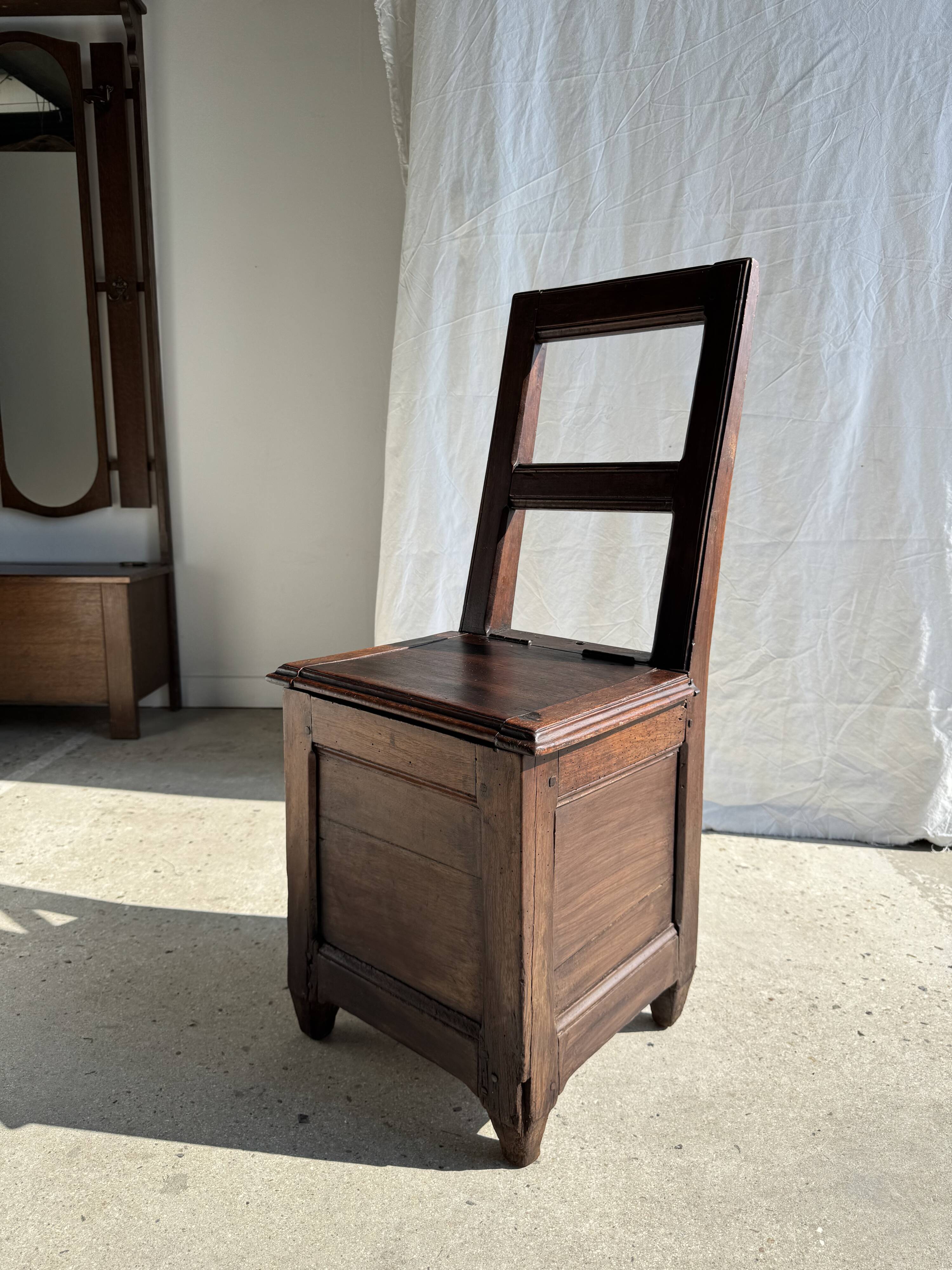 Antique oak chest chair