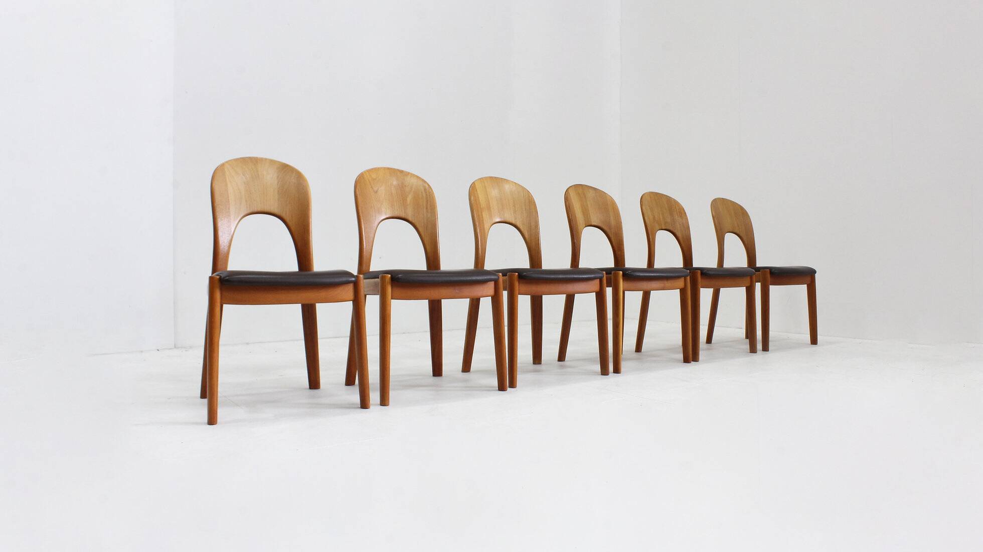 Vintage Danish teak dining chairs by Niels Koefoed set of 6