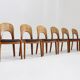 Vintage Danish teak dining chairs by Niels Koefoed set of 6