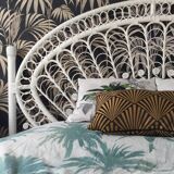 Headboard 2 places rattan peacock