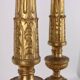 Pair of antique Empire candlesticks in wood, Europe, early 19th century.