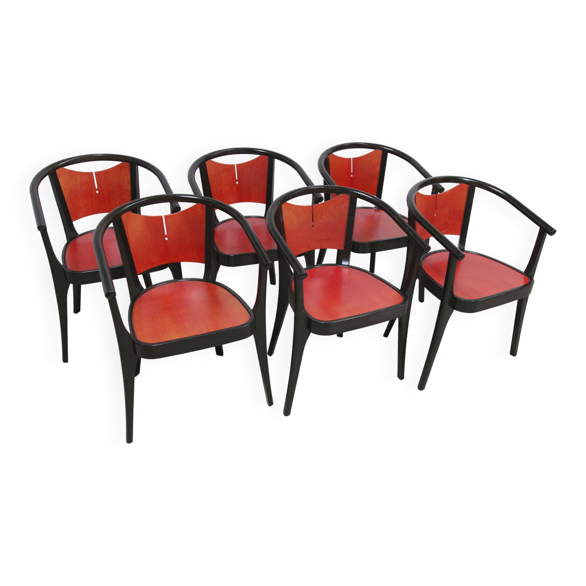 Set of 6 Baumann Diese armchairs, designed by Pagnon Pelhaître