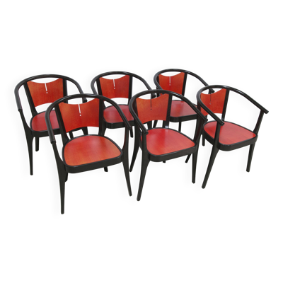 Lot de 6 fauteuils Baumann modèle Diese, design Pagnon Pelhaître