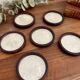 Lot 6 dessous verre bois nacre vintage