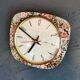 Vintage rectangular silent wall pendulum clock "FFR red flowers"