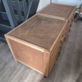 Lot de 2 meubles de metier a tiroir vintage provenant d'une ecole