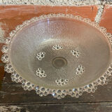 Masserini barocco fruit bowl pair moulded glass bead row vintage