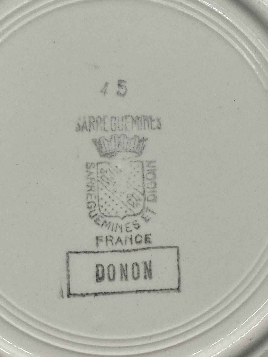 Service of 12 dessert plates, Sarreguemines / Digoin, DONON, vintage, old