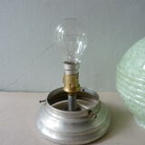 Ceiling light with green marbled opaline globe