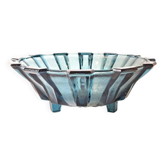 Art Deco Style Geometric Blue Glass Bowl (By Scailmont)