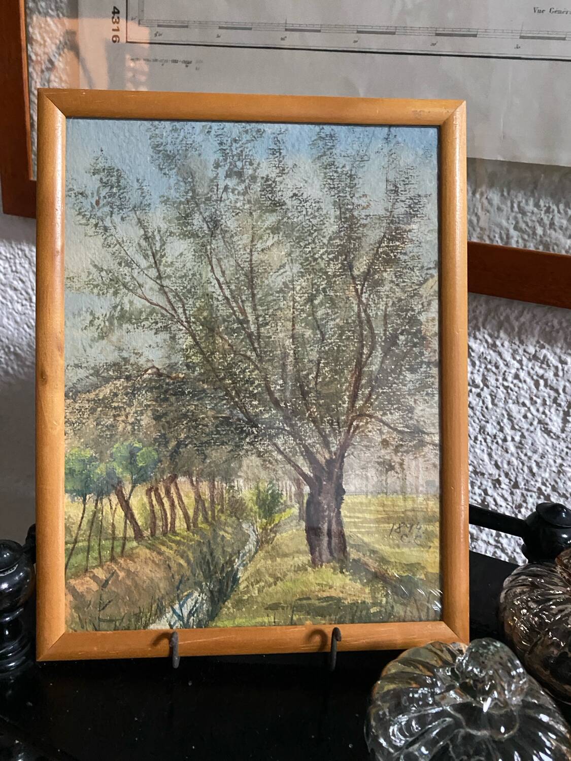 Signed watercolor dated 1894 landscape