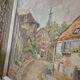 Watercolor landscape painting signed Robert Rutz original Montparnasse frame