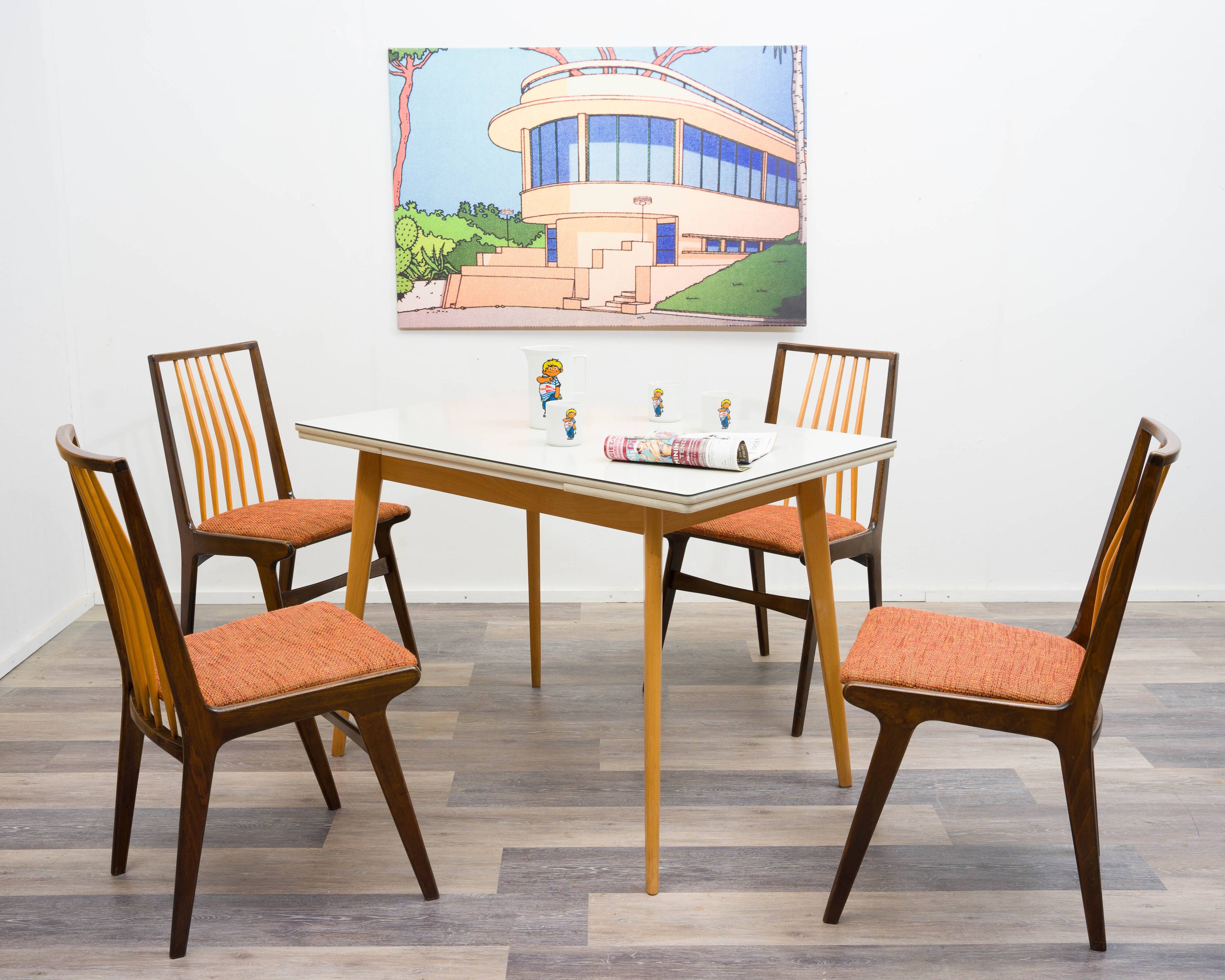 Dining table from the 1950s, grey resin top.