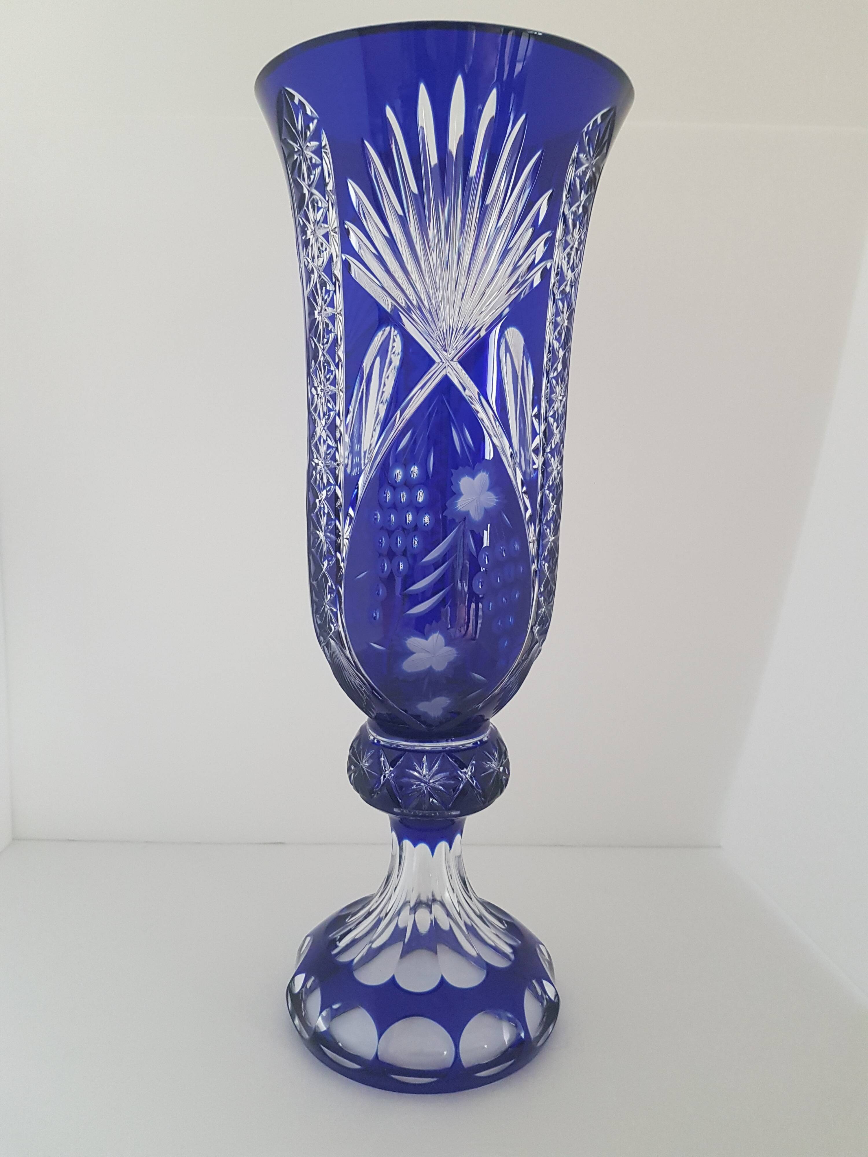 Vase bleu cristallery of lorraine - large model
