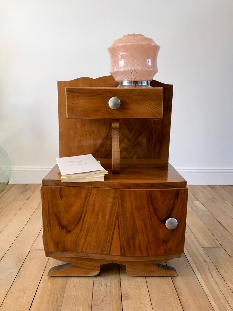 Art Deco veneer bedside table 30s