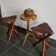 Ensemble de tabourets tripode teck et cuir