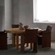 Set of 4 brown/red leather armchairs, Tito Agnoli, modern Italian, 1970s.