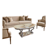 Table basse vintage en laiton avec plateau en onyx
