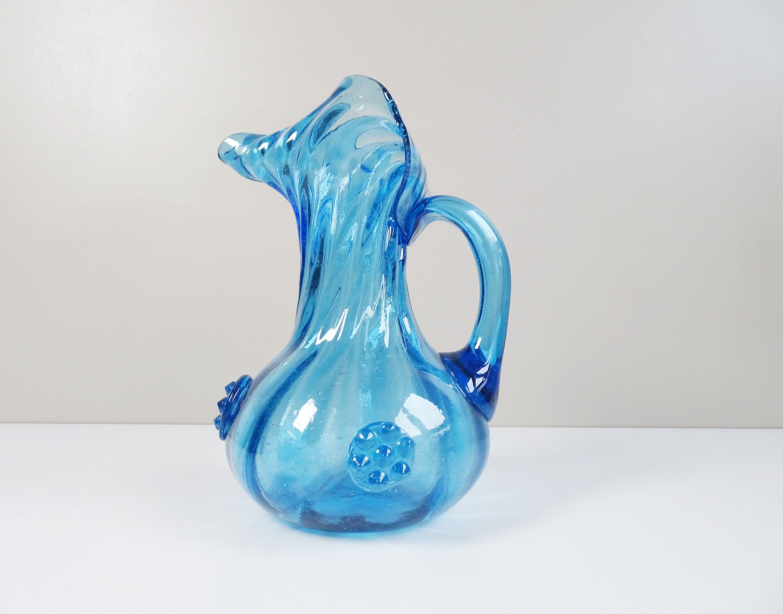 Blue glass art vase