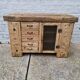 Old established a door and five drawers raw wood