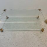 Table basse en plexiglas, laiton et verre, 1970