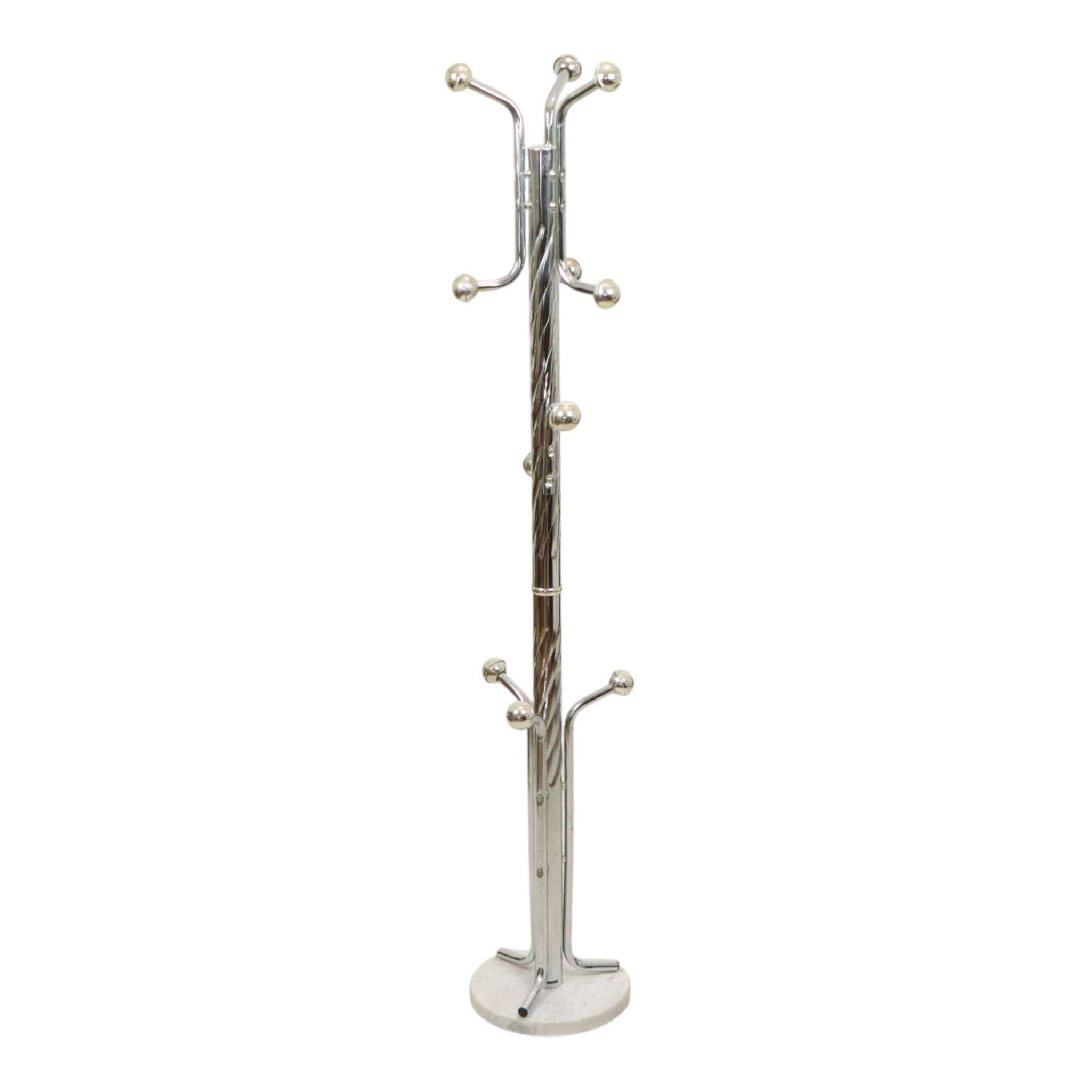 Vintage Standing Coat Rack Chrome Marble Space Age 166cm