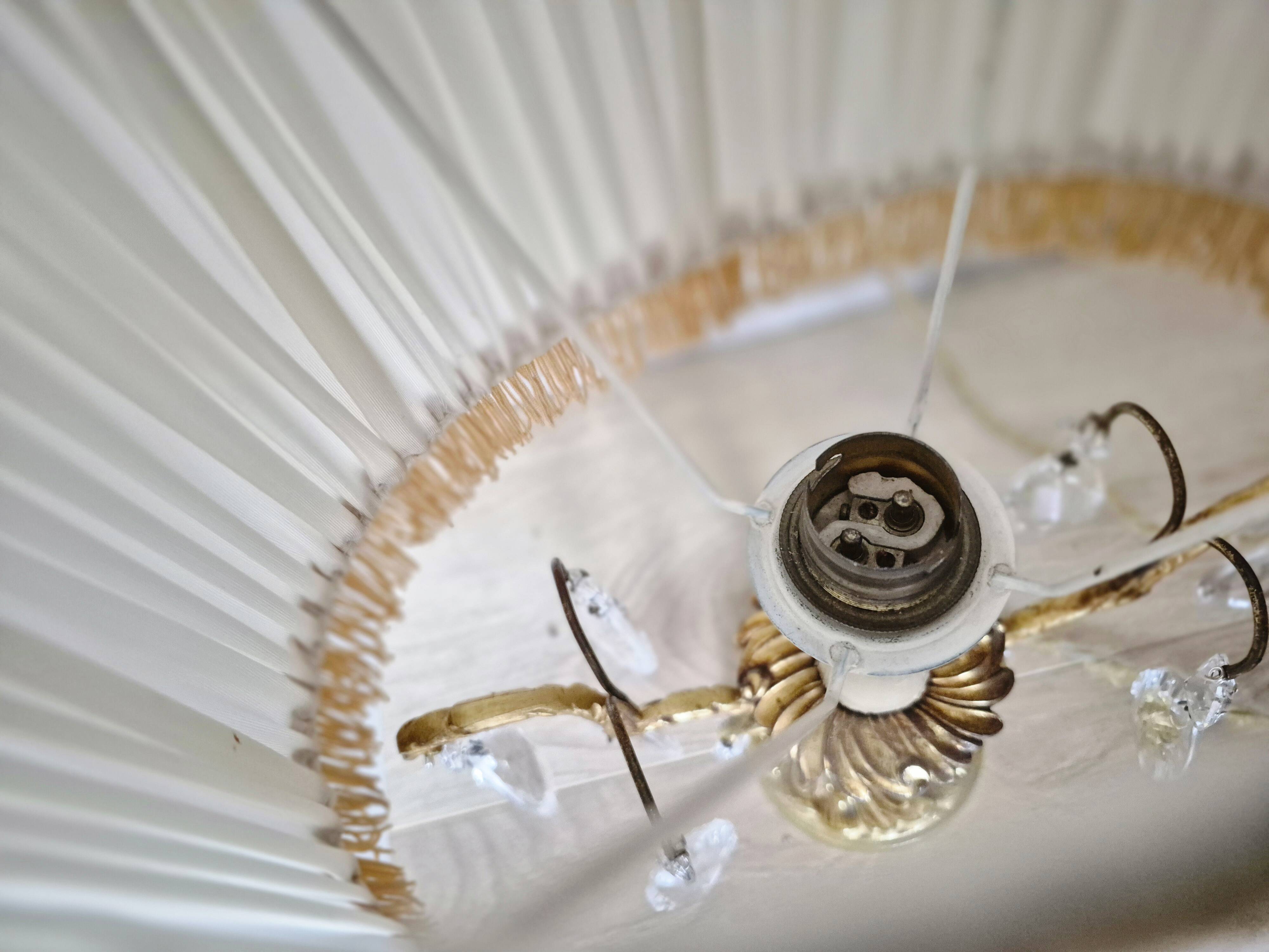 Gilt bronze bouillotte lamp with crystal drops, Empire style