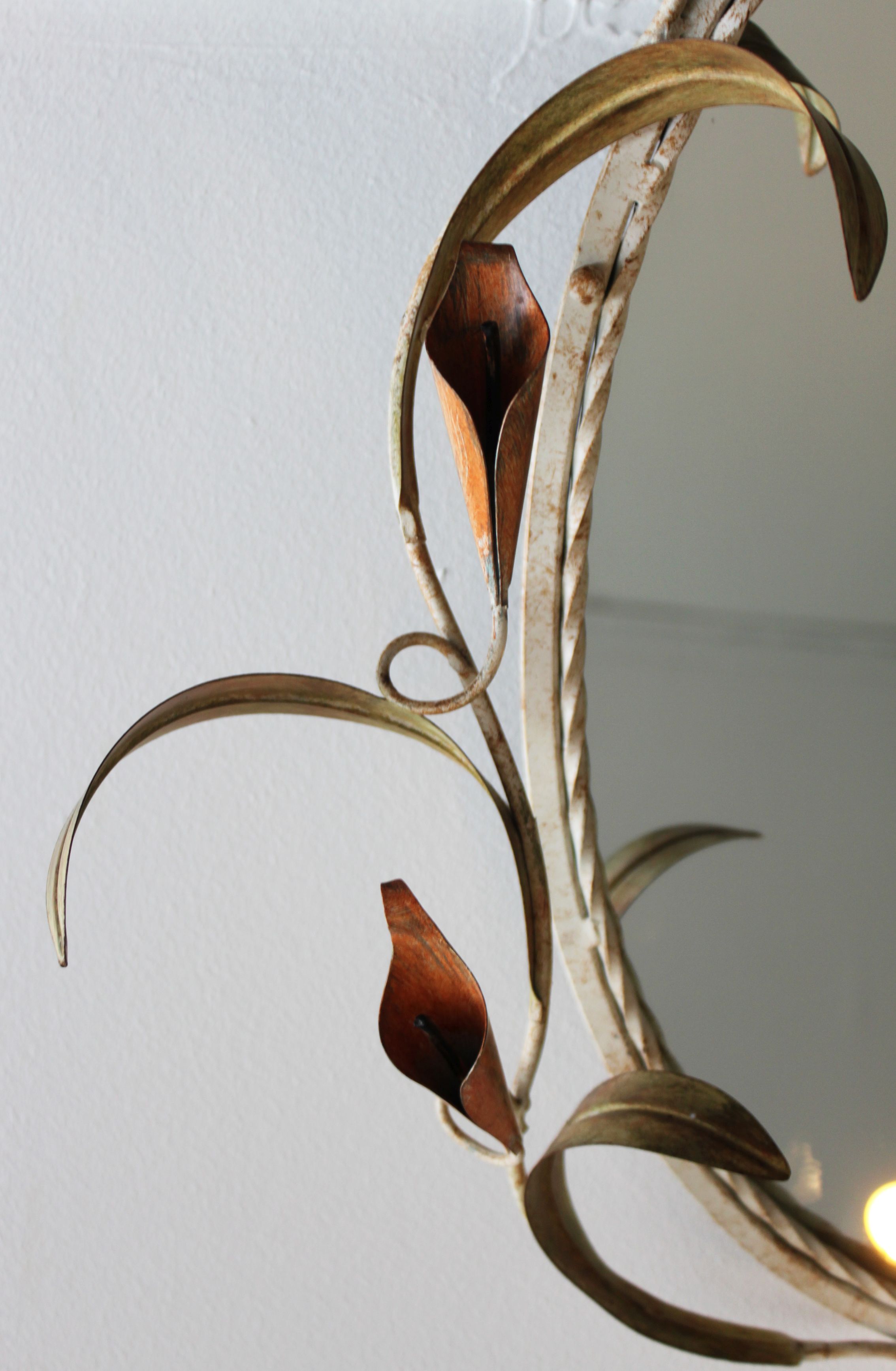 Wrought iron plant mirror Art Deco style, 1960