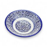 Moroccan ceramic handcrafted flat salad bowl from the city of Fez in Morocco