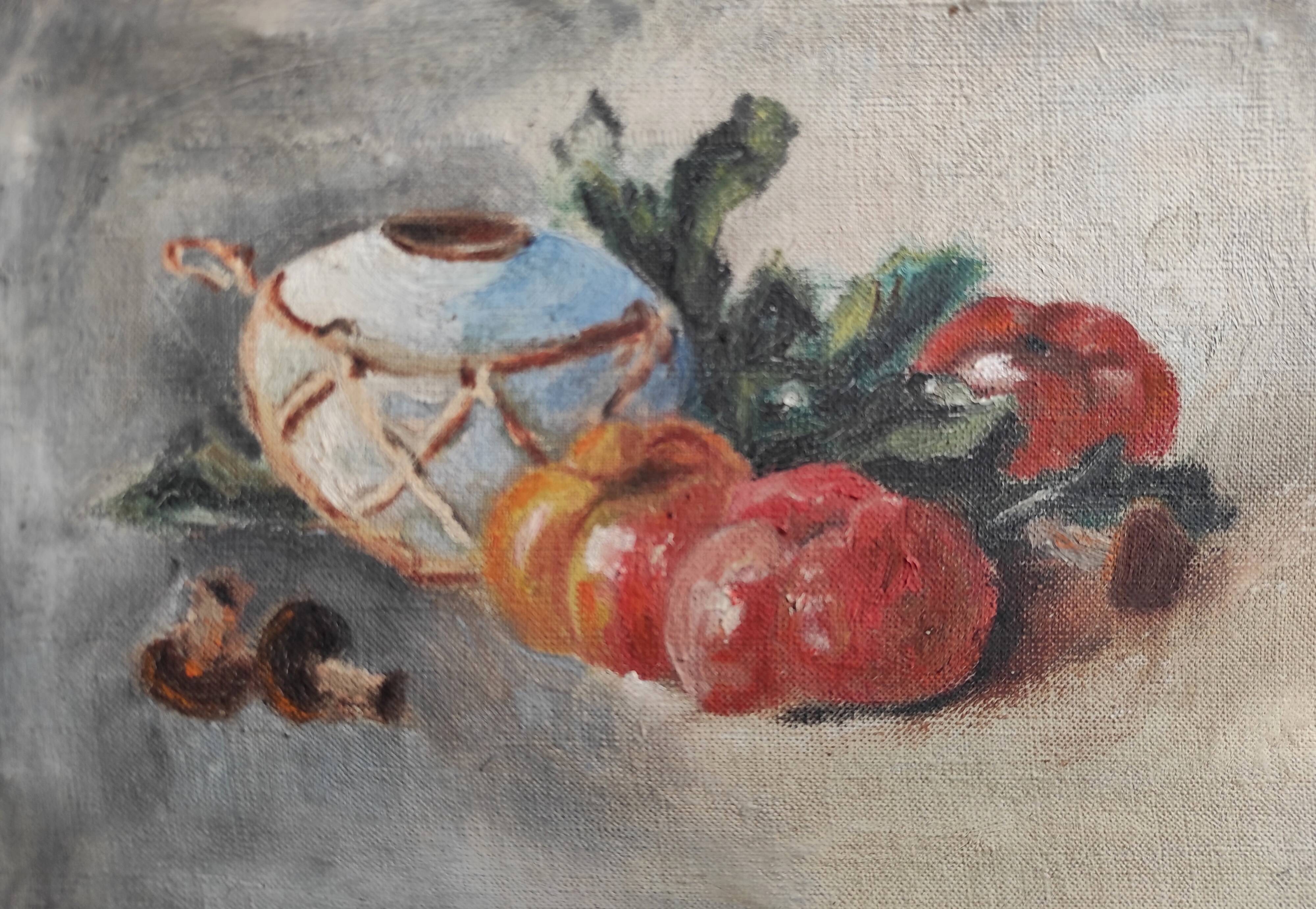 French vintage still life, oil on canvas