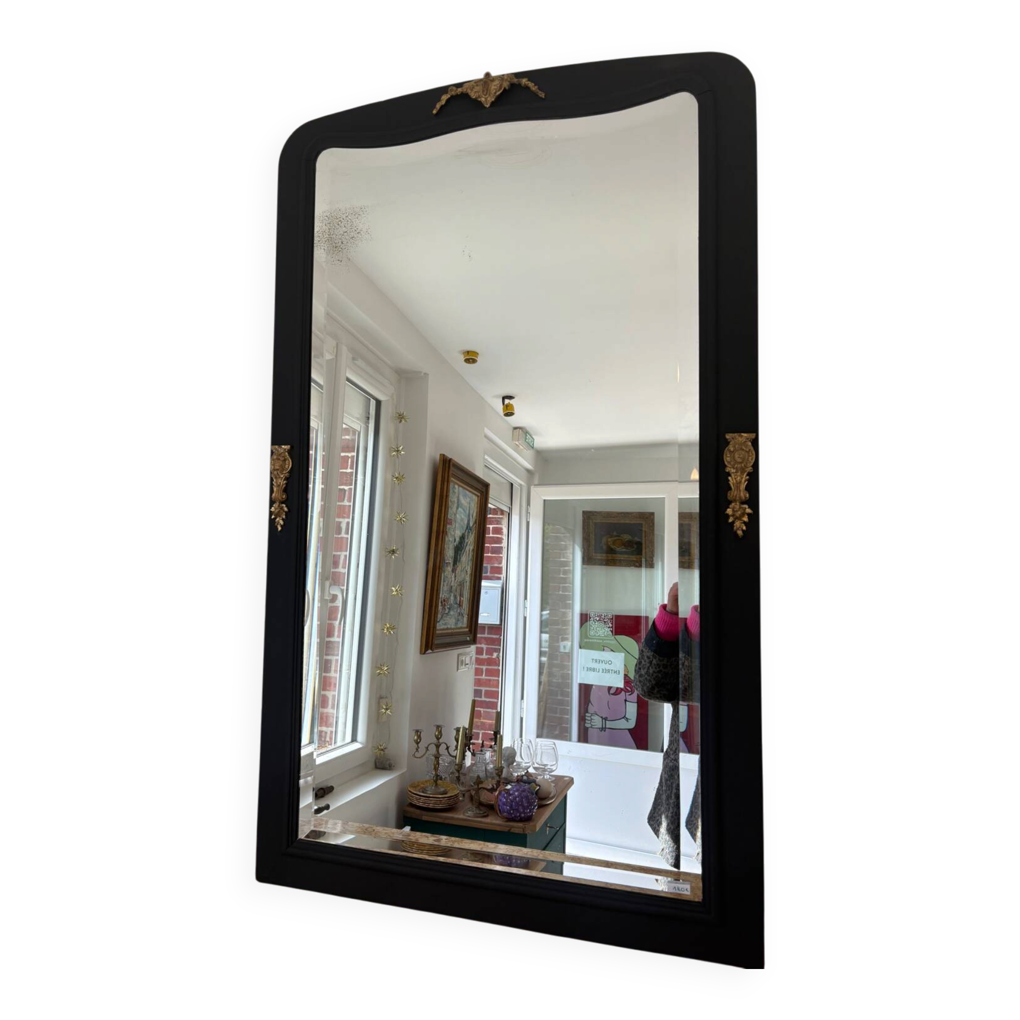 Large matte black mirror