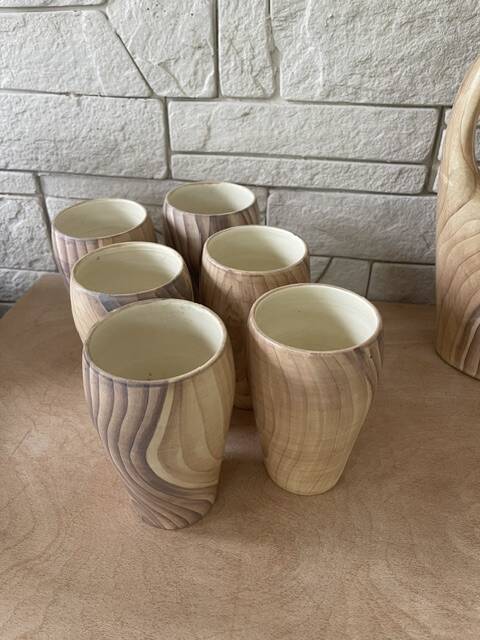 Vintage drink set Grandjean Jourdan Faux Bois Ceramic style