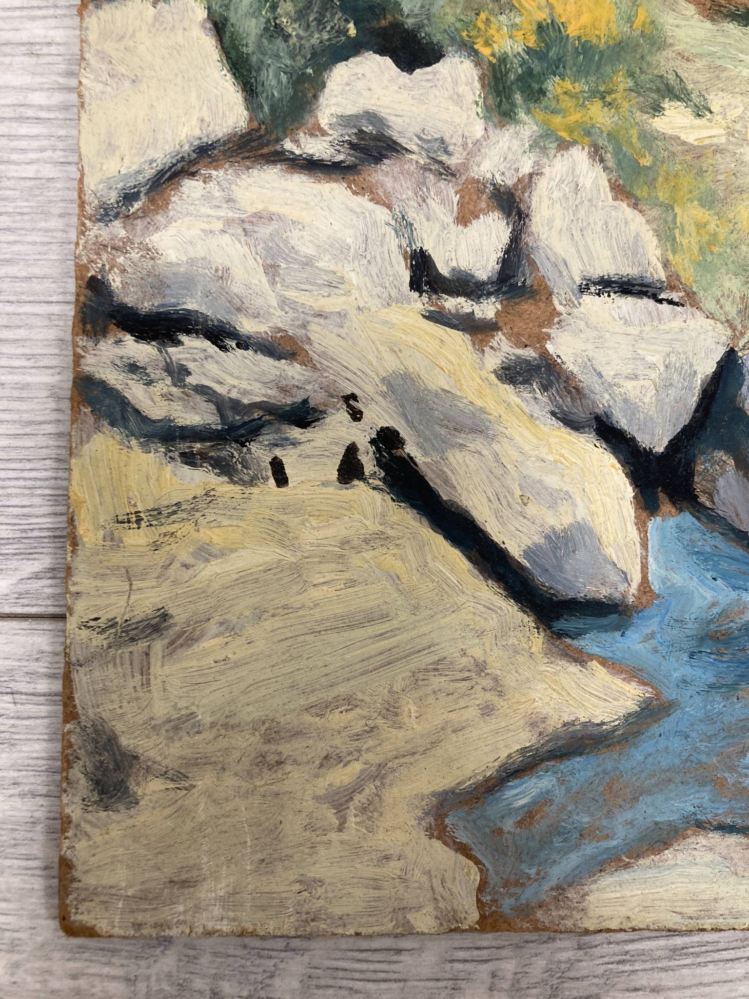 Oil on vintage panel signed