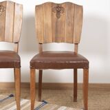 Ensemble de 4 chaises Art déco en bois sculpté