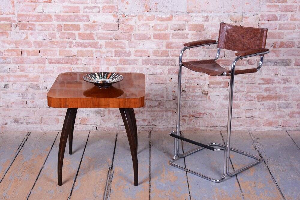 Bauhaus Bar Chair in Chromed Steel and Faux Leather, Germany, 1970s