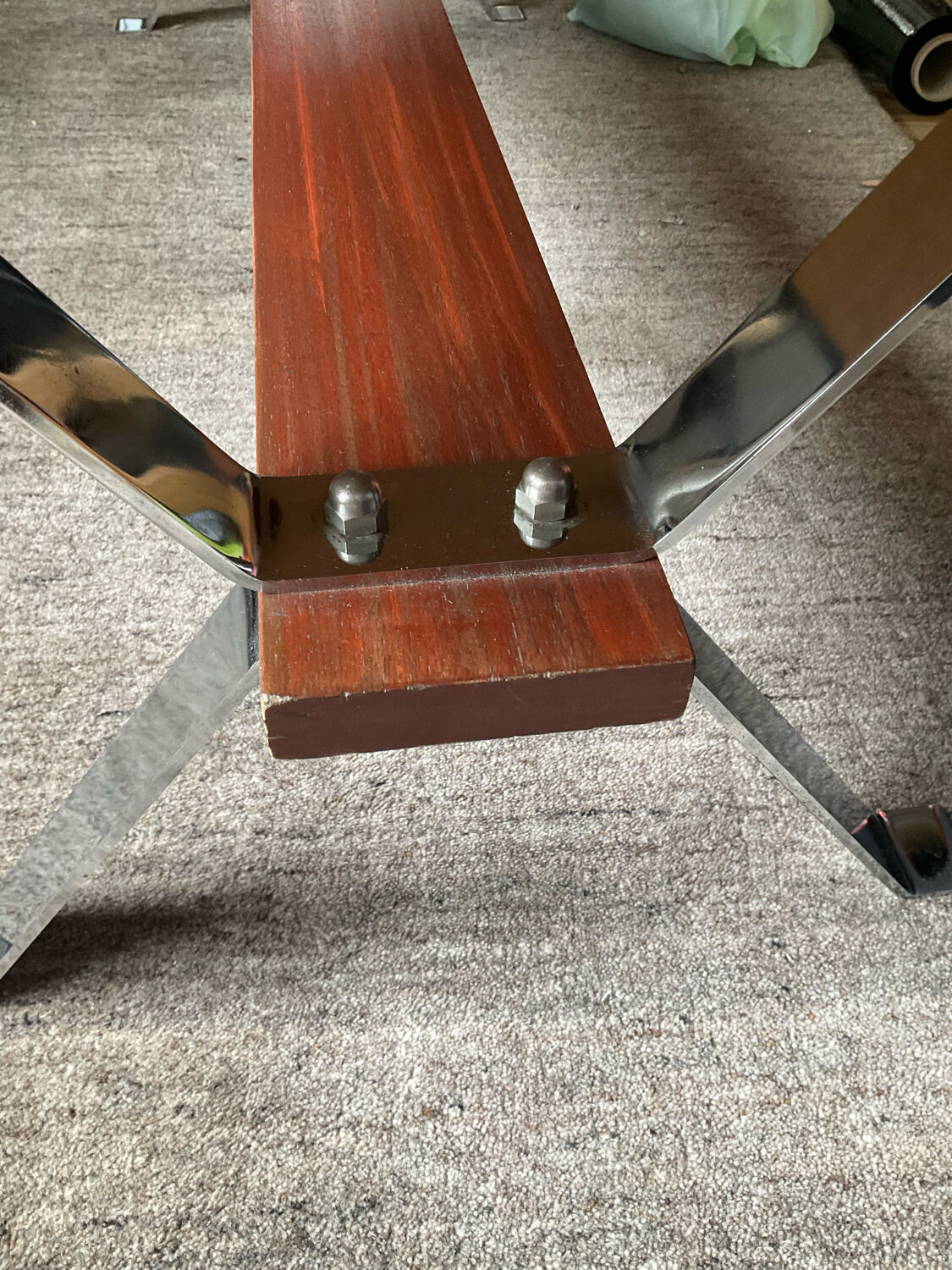 Coffee table in signed ceramic and chromed metal 70s