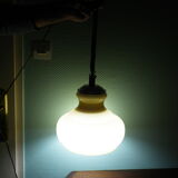 Suspension up and down, opaline lampshade, chrome metal, volvit system
